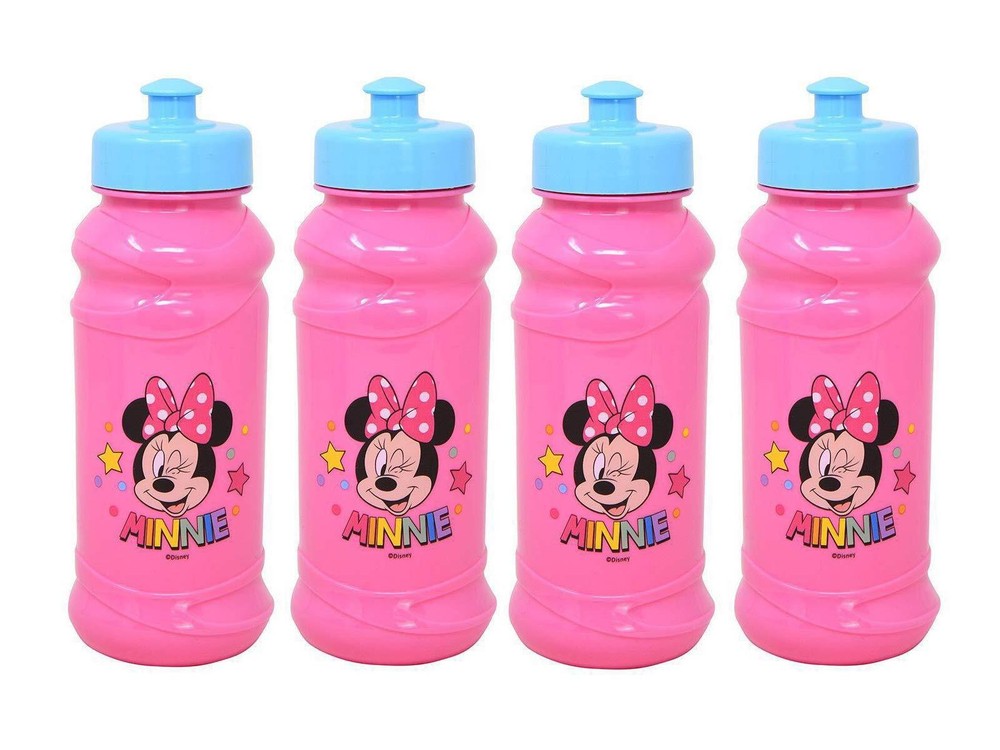 4-Pack Disney Minnie Mouse Star 16oz Pull-Top Squirt Water Bottles, Pink/Blue...