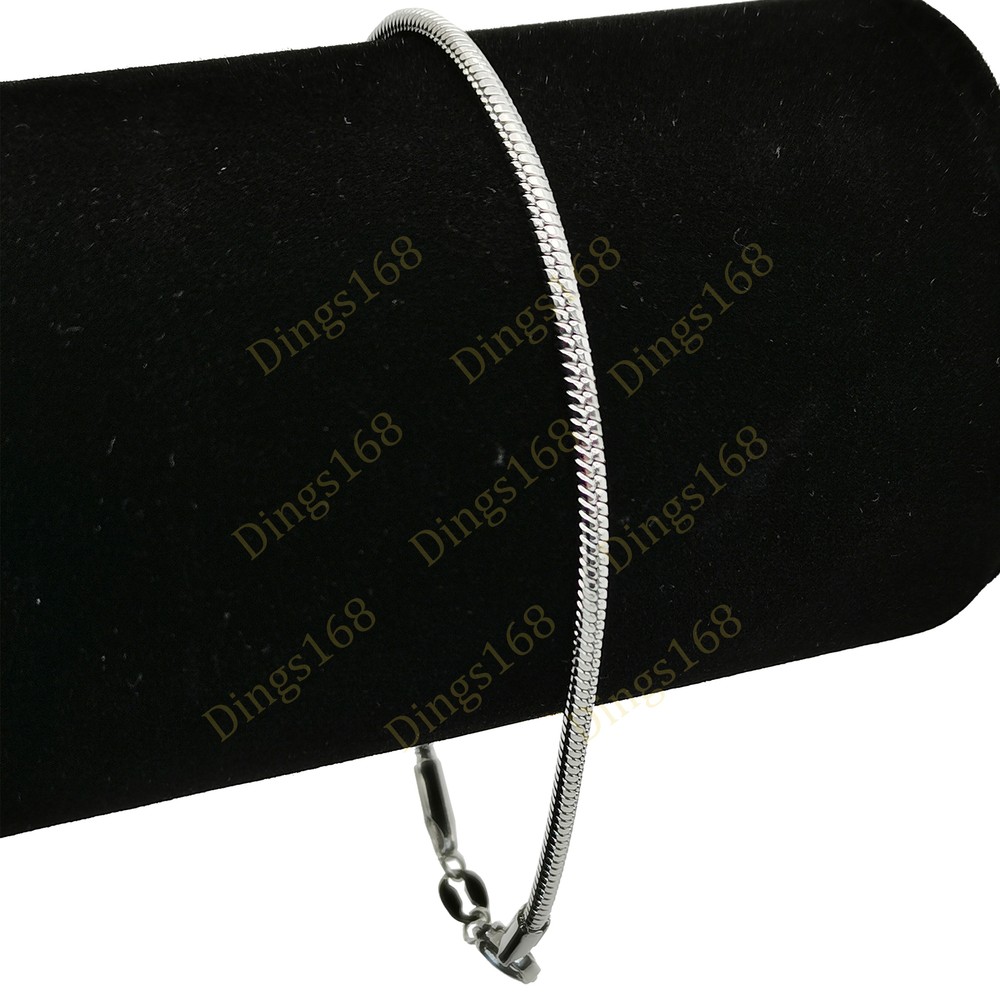 Genuine 925 Sterling Silver 7 inch Italian 2mm Round Snake Chain Bracelet/Anklet