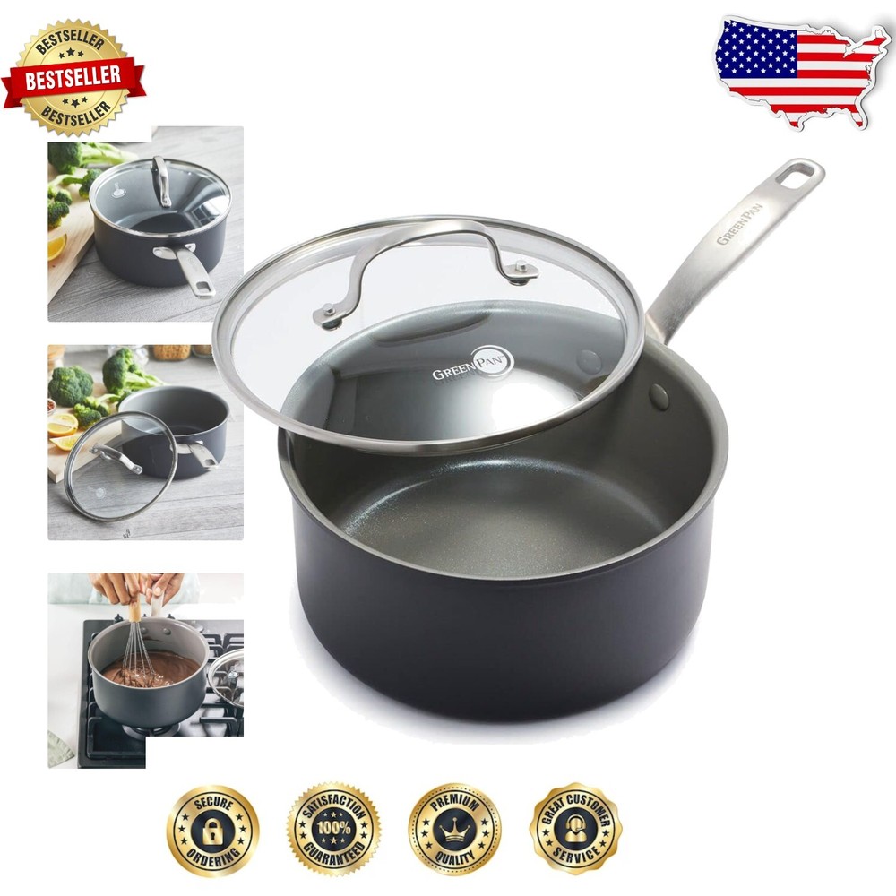 Elegant 3QT Nonstick Saucepan with Glass Lid - Oven Safe & Dishwasher Safe