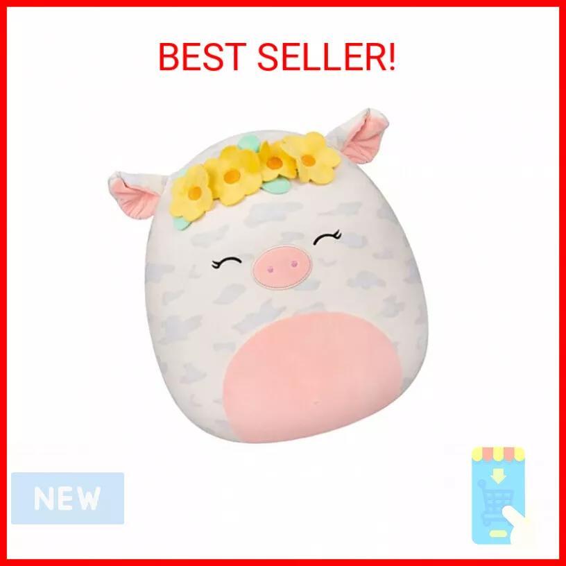 🐷🐷 Squishmallows 16-Inch Rosie Spotted Pig with Yellow Flower Crown~ NIB 🐷🐷