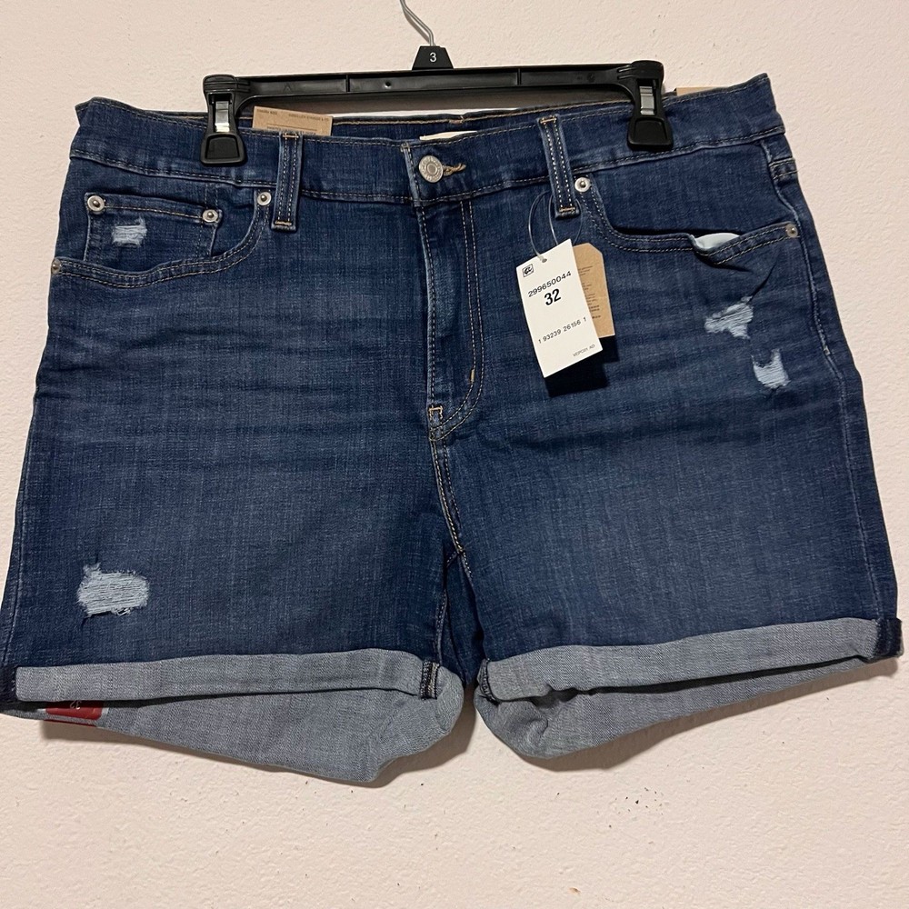 Levi's Women's Mid Length Shorts Size 32 Dark Wash