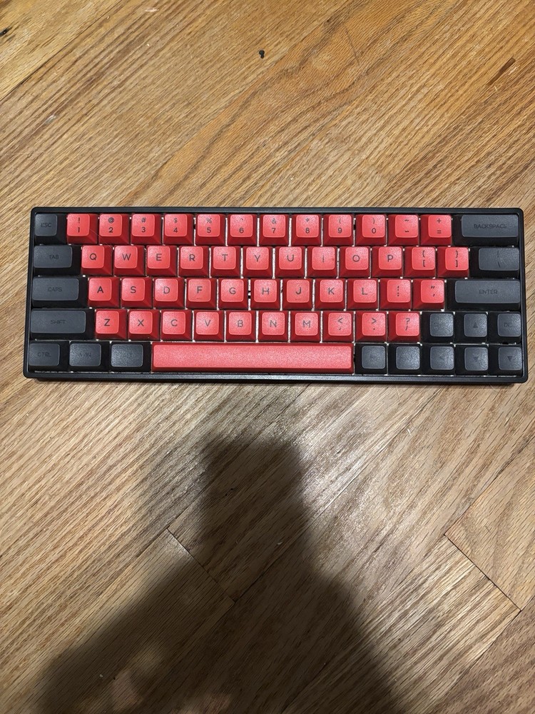 Mechanical Gaming Keyboard 60% brown switches red and grey keycaps