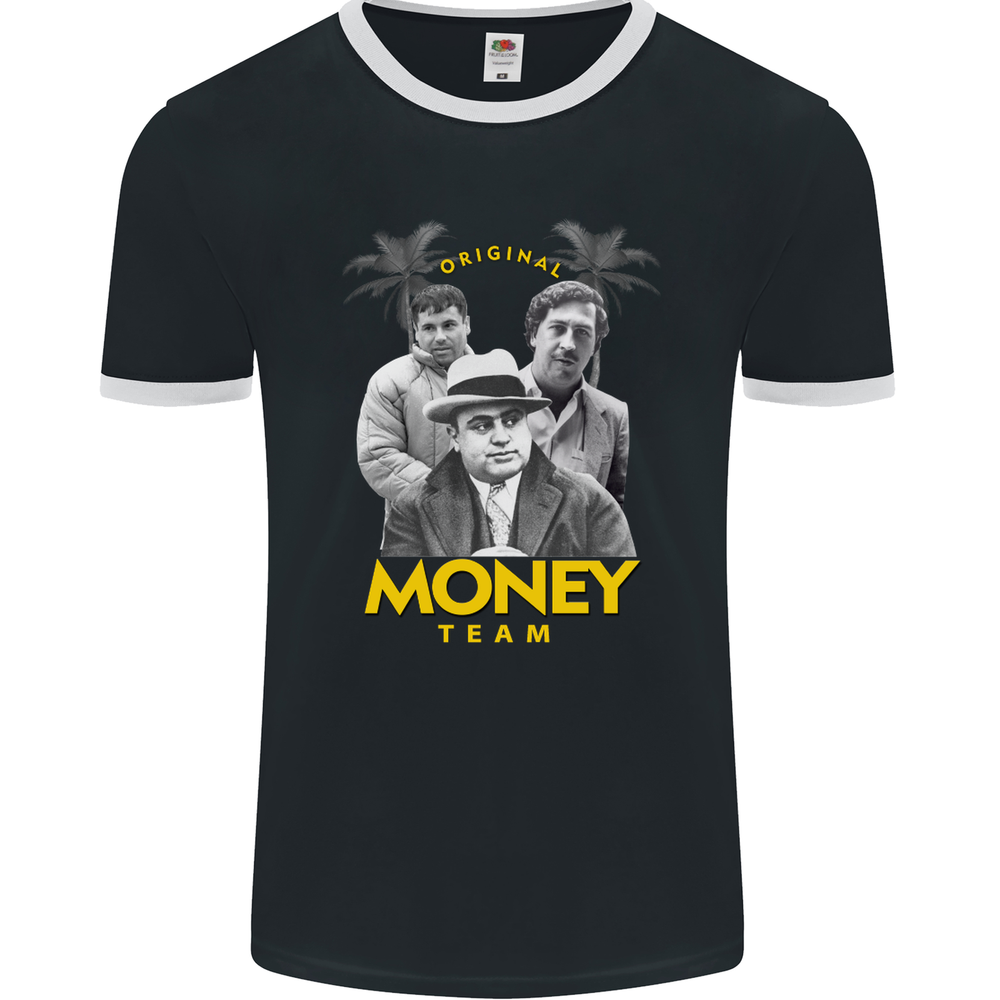 Money Team Pablo Escobar El Chapo Al Capone Mens Vintage Ringer Tee by FotL
