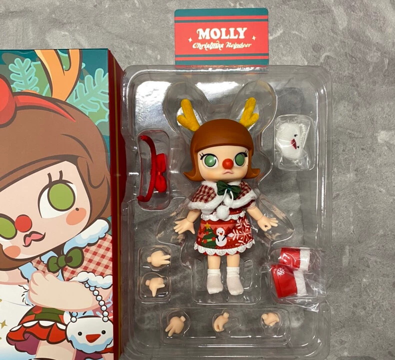 POP MART Molly Christmas Reindeer Doll BJD Hot Gift Collection Statue Figure Toy