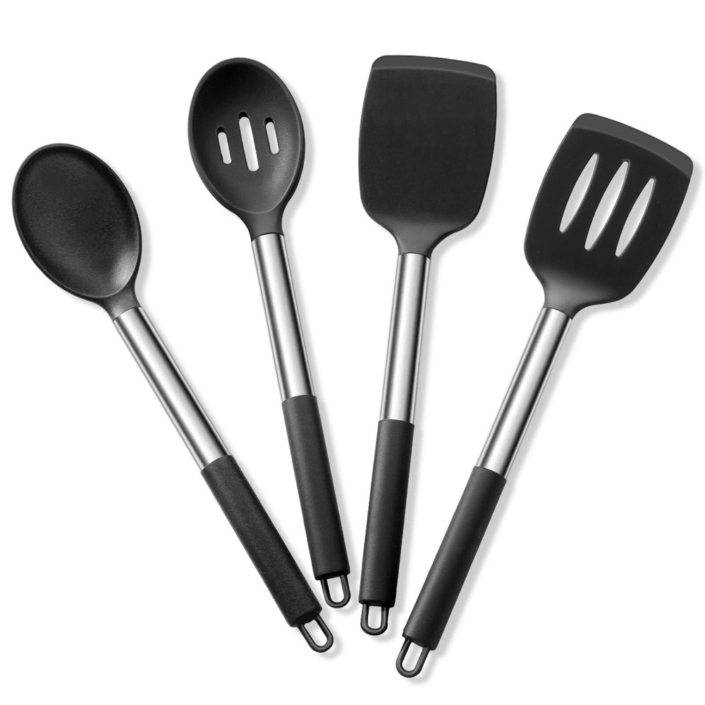 E-far Cooking Utensils Set of 4, Silicone Kitchen Utensils for Non-stick Cook...