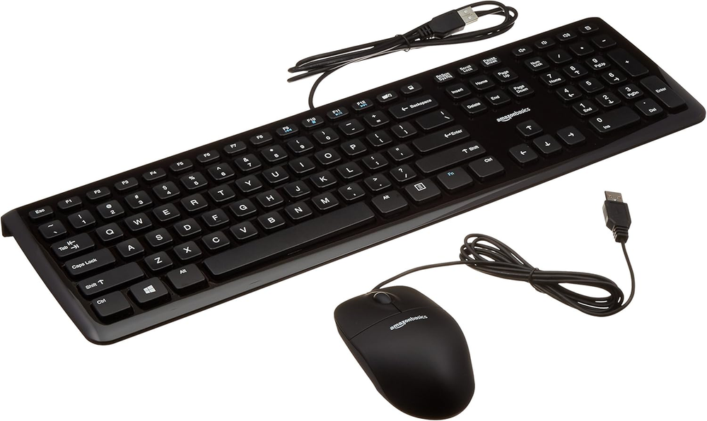 Wired Computer Keyboard & Mouse, 10-Pack, Black