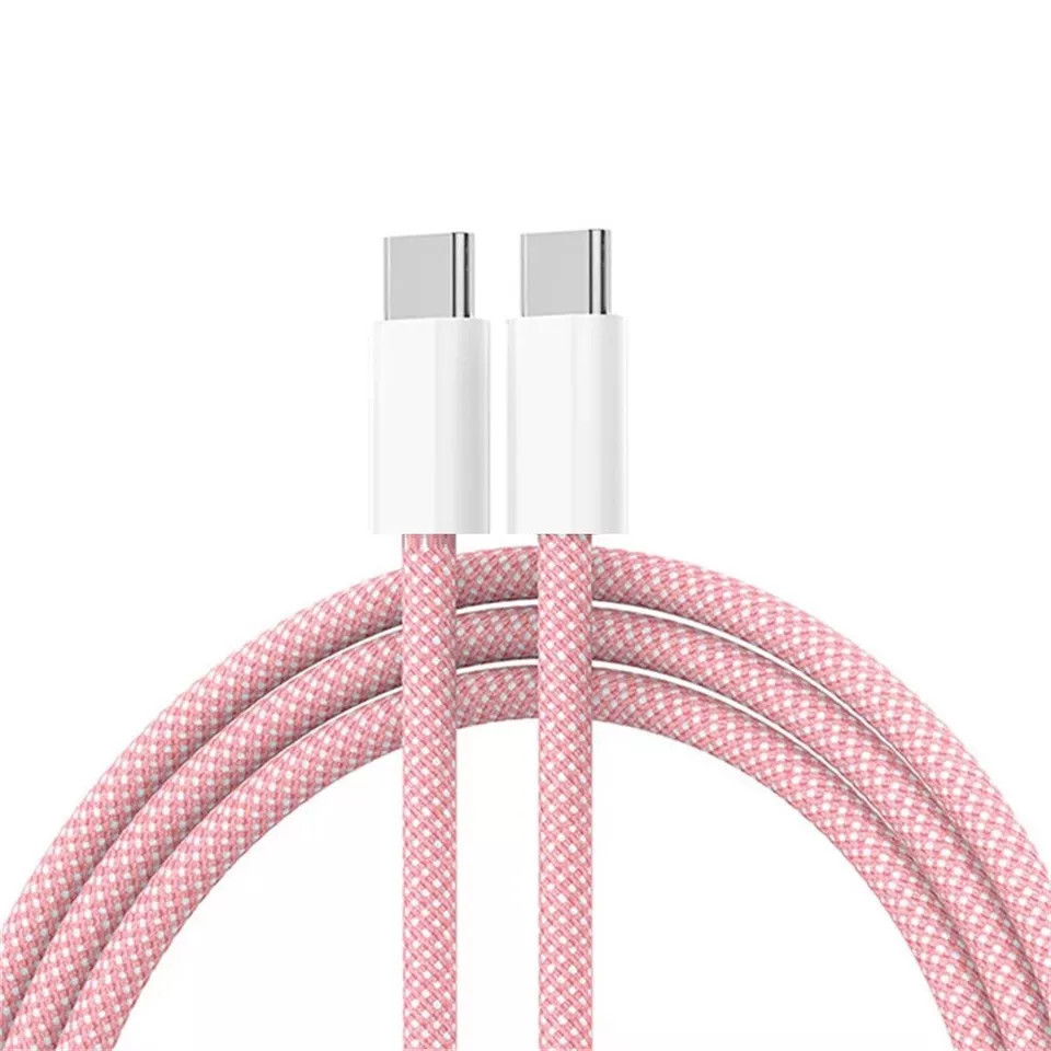Pink Braided USB-C Charger Cable Fast Sync Data Transfer Free Shipping