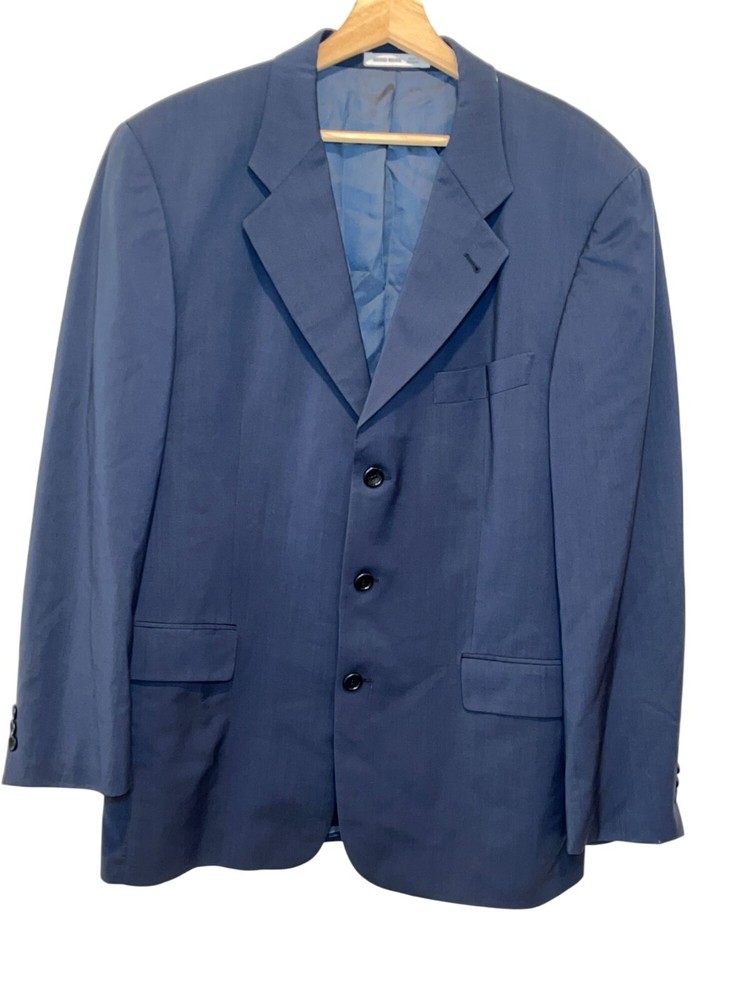 Hugo Boss Mens Wool Navy Blue Blazer Jacket 3-Button Front Sz 42R