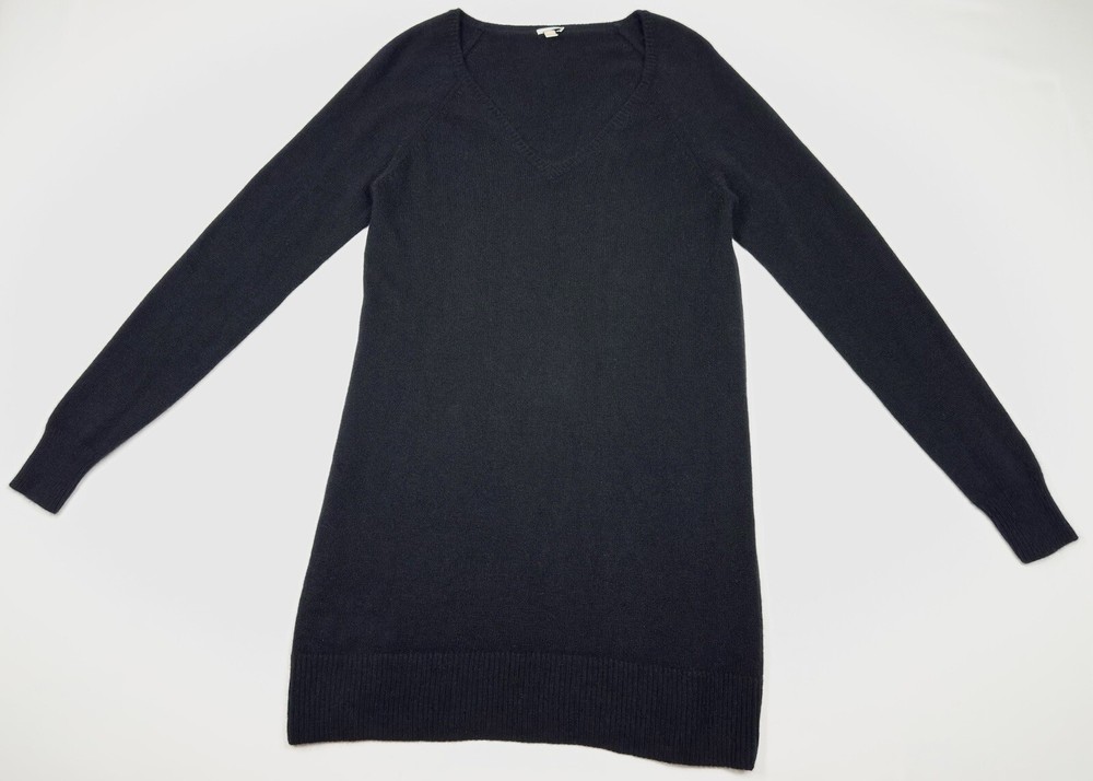 Luxury House Of Mai Black Cashmere Long Sleeve V-Neck Dress Size Large  