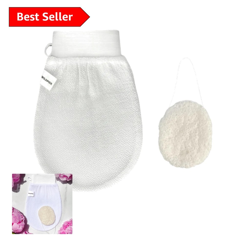 Natural Deep Exfoliating Glove and Konjac Sponge Set for Sensitive Skin