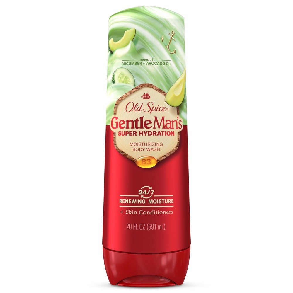 Old Spice Super Hydration Body Wash GentleMan’s Blend, Cucumber + Avocado Oil...