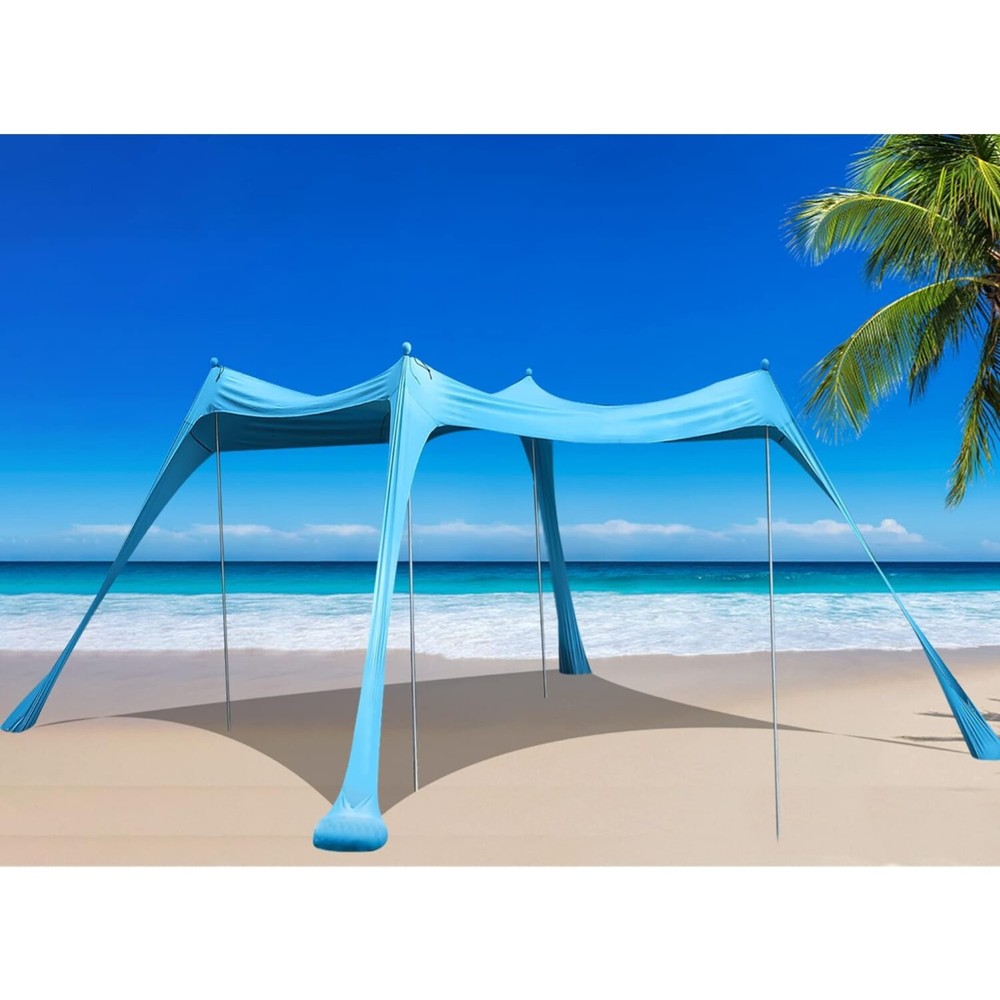 Turquoise Family Beach Tent 10x10FT with UPF 50+ Sun Protection for Ultimate Shade and Safety