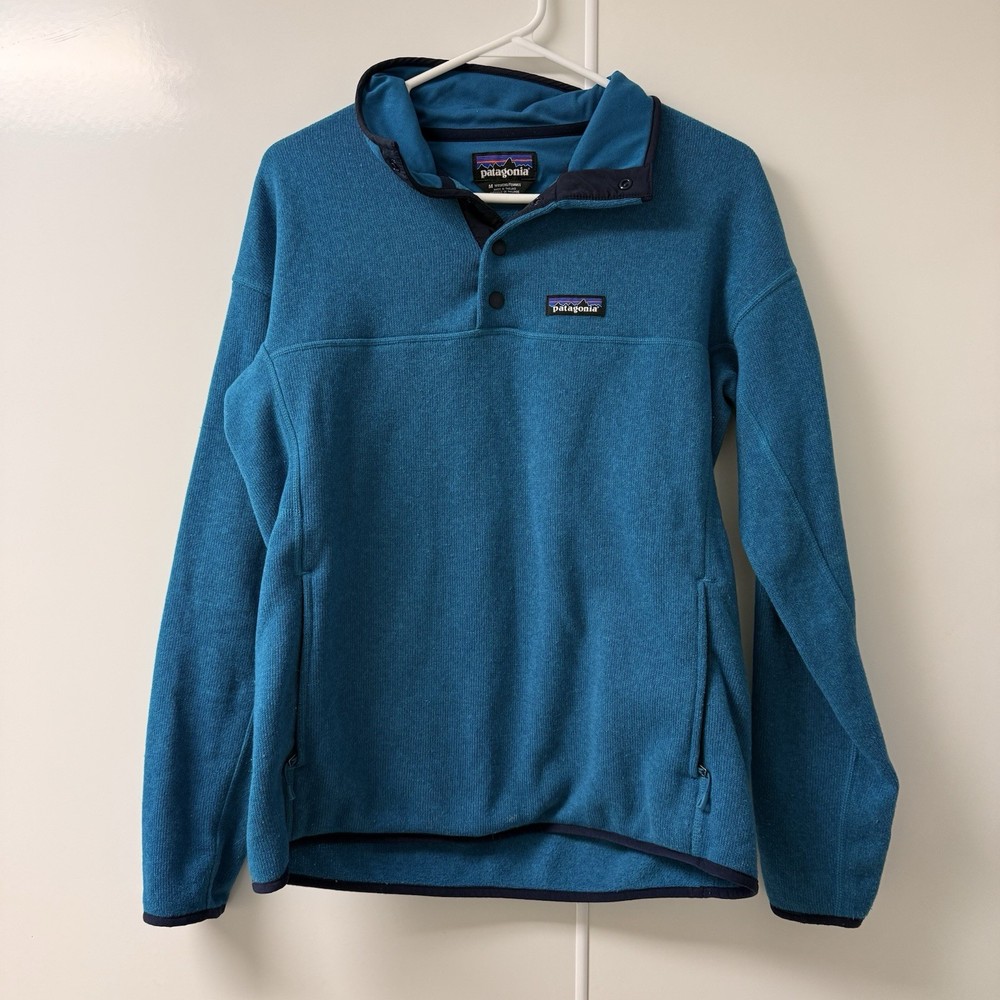Women’s Patagonia Medium Snap T Fleece Pullover Turquoise Long Sleeve Y2k
