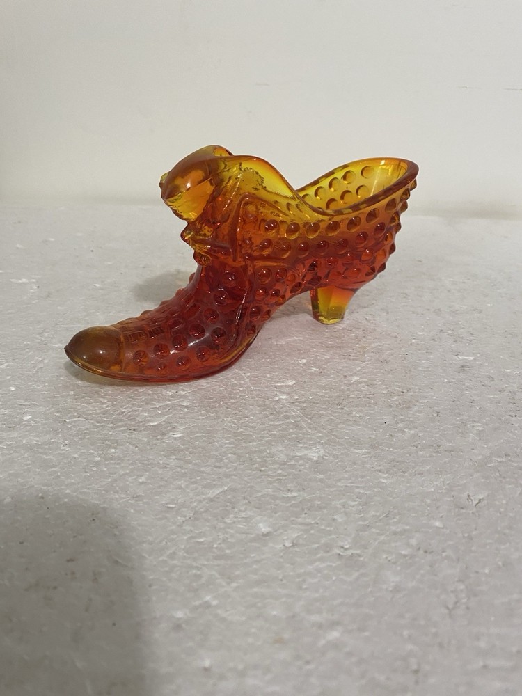 Antiques Fenton Amberina Red Orange Glass Hobnail Booty NR-MT