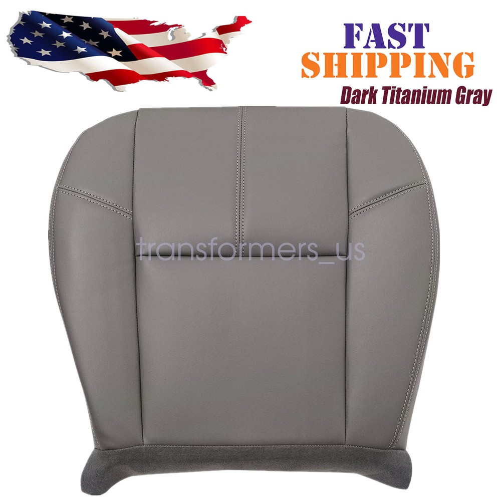 2007-2014 Chevy 1500 Work Truck DK Gray Leather Driver Bottom Seat Cover