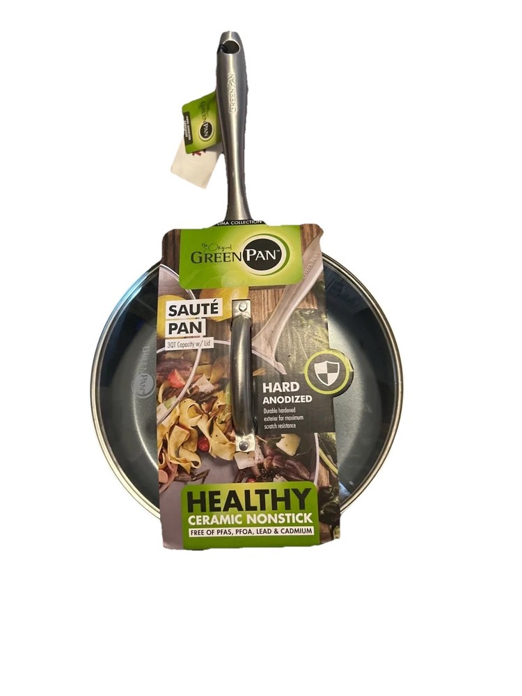GreenPan Lima Hard Anodized 3 Qt Ceramic Nonstick Saute Pan with Lid