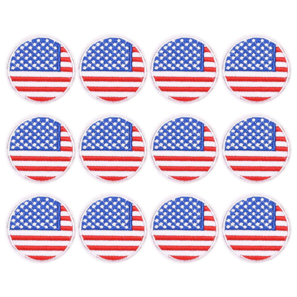 12-pc American Flag Iron-On Embroidery Patches for Stylish Fashion