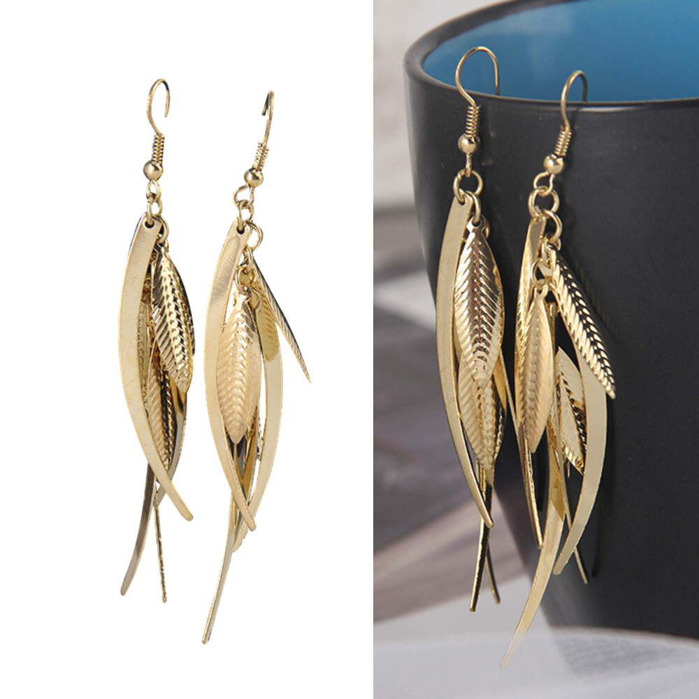 Bohemian Alloy Jewelry Alloy Palm Leaves Earrings Dangle Statement Earrings