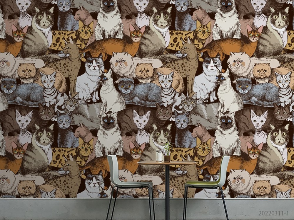 3D Animals Cat Pattern Wall Murals Wallpaper Murals Wall Sticker