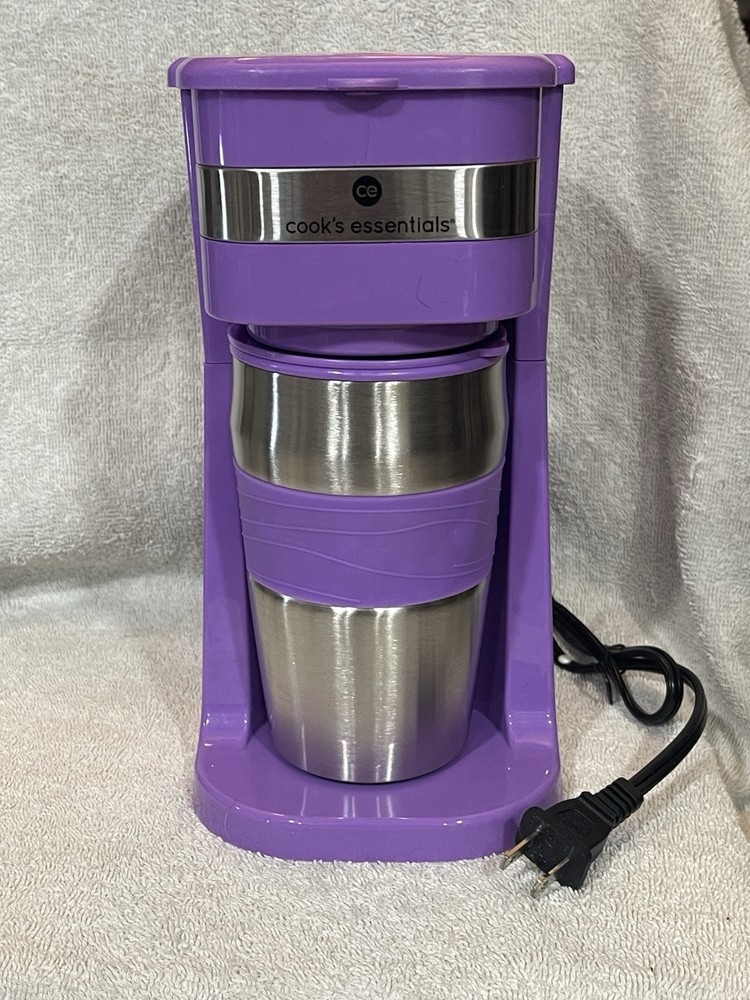 Cook's Essentials Single Serve Coffee Maker w/ Tumbler, Reusable Mesh Filter