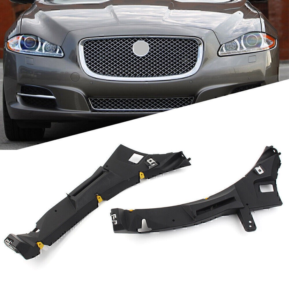 Pair Black Plastic Front Bumper Mount Bracket For Jaguar XJ 2010-2019 C2D43335
