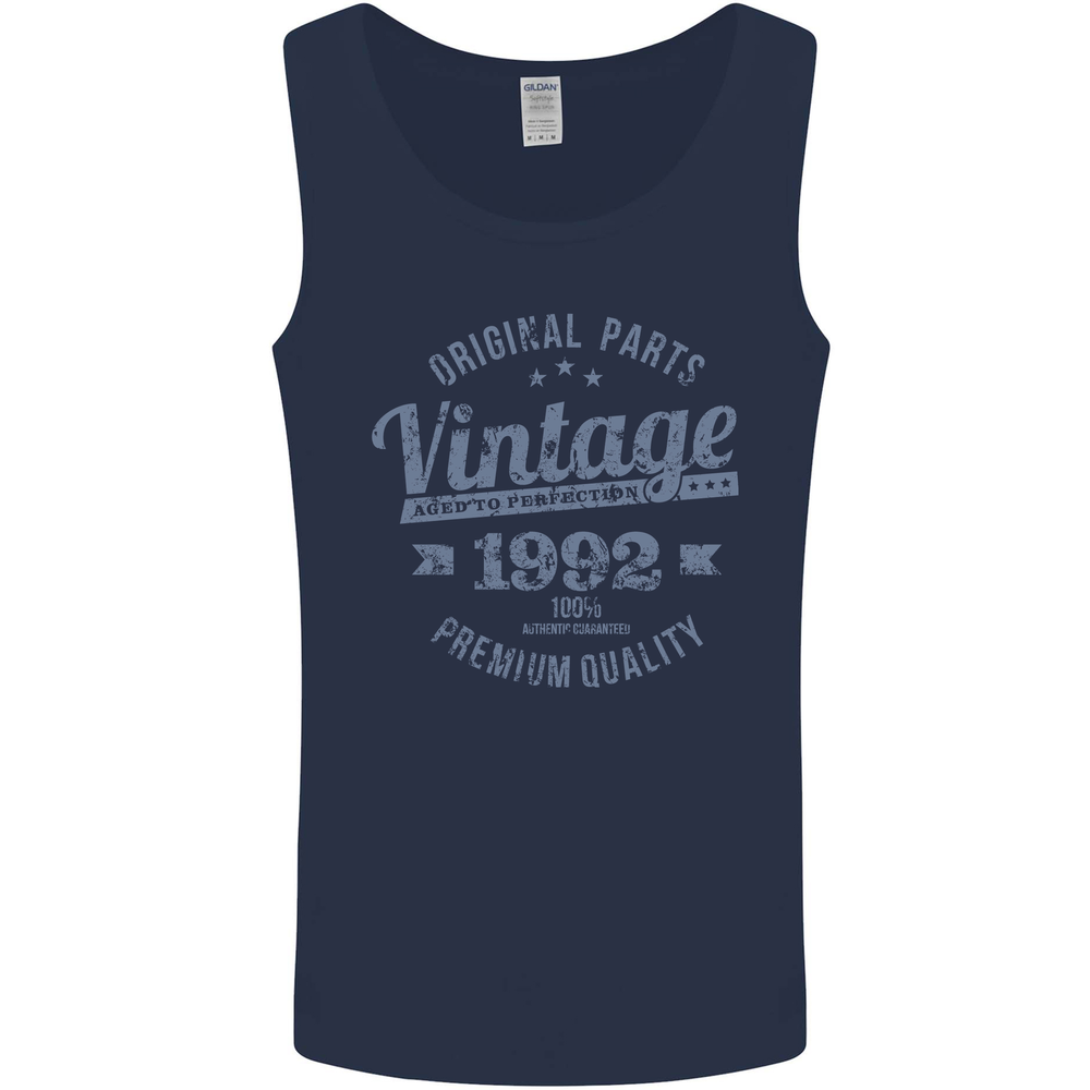 Vintage Year 33rd Birthday 1992 Mens Vest Tank Top Navy Blue