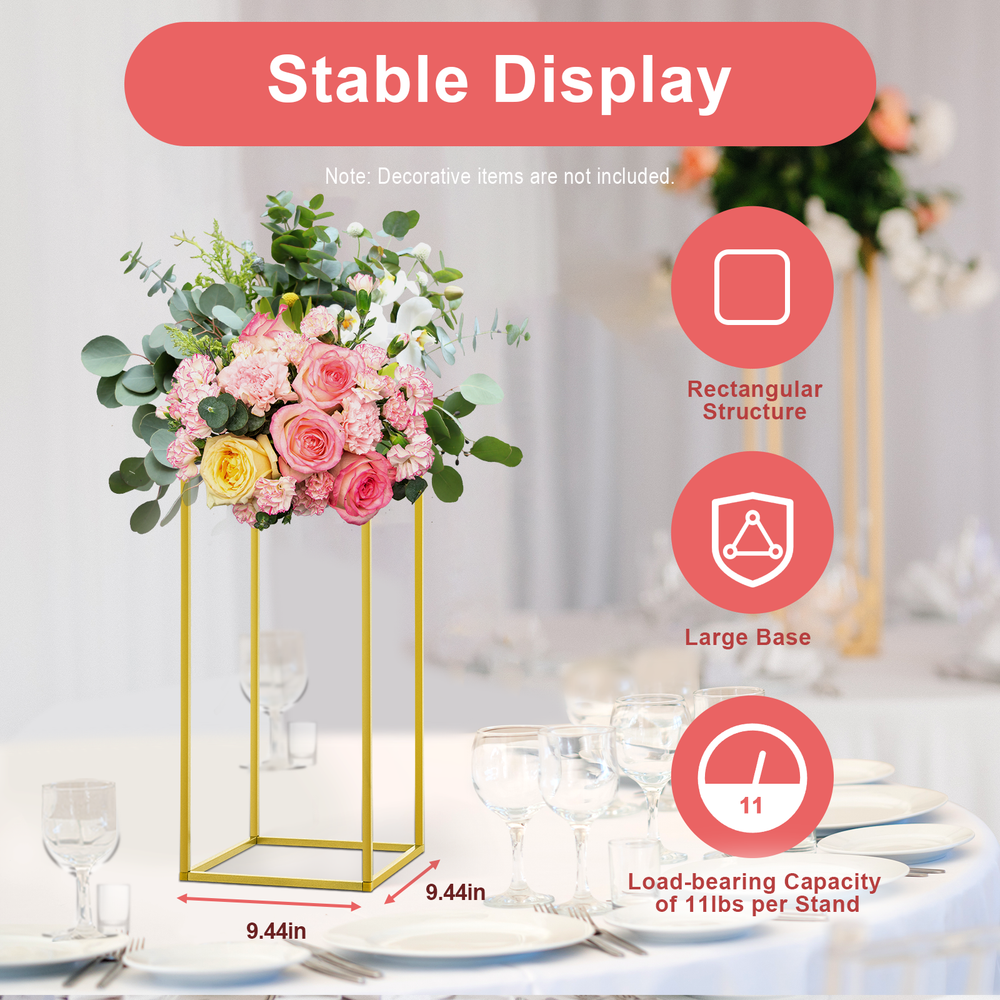 10pc 23.6'' Tall Gold Metal Flower Stand For Wedding Table Centerpieces Decor