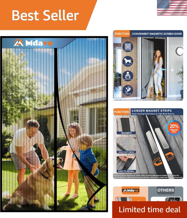 Removable Magnetic Screen Door 38x82 Inch Durable Washable Bug Mesh for Easy Entry and Exit