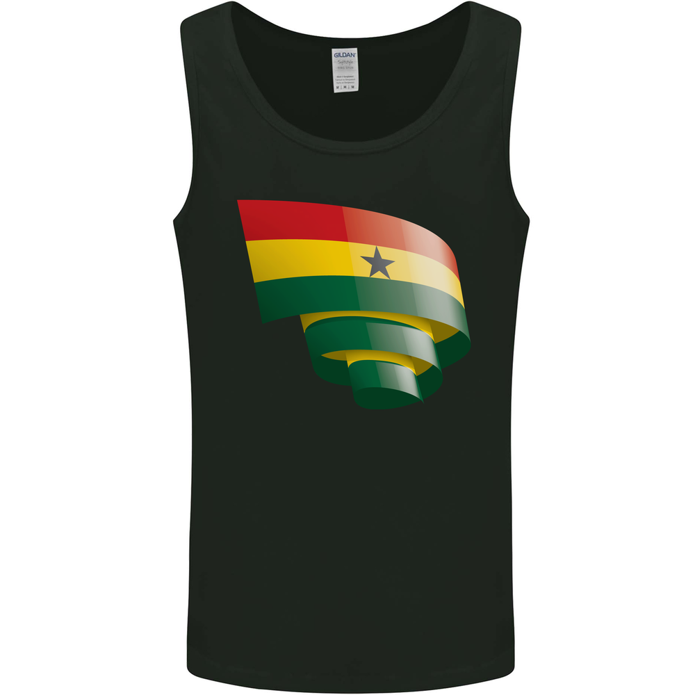 Curled Ghana Flag Ghanaian Day Football Mens Vest Tank Top