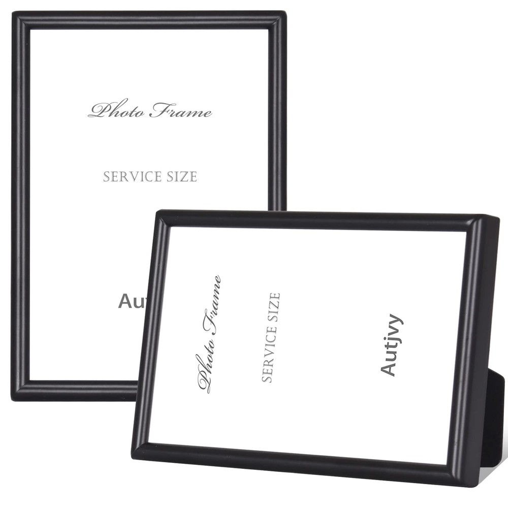 5x7 Picture Frame Set of 2 - Matte Black Thin Aluminum Metal Photo Frames for Wall or Tabletop Display
