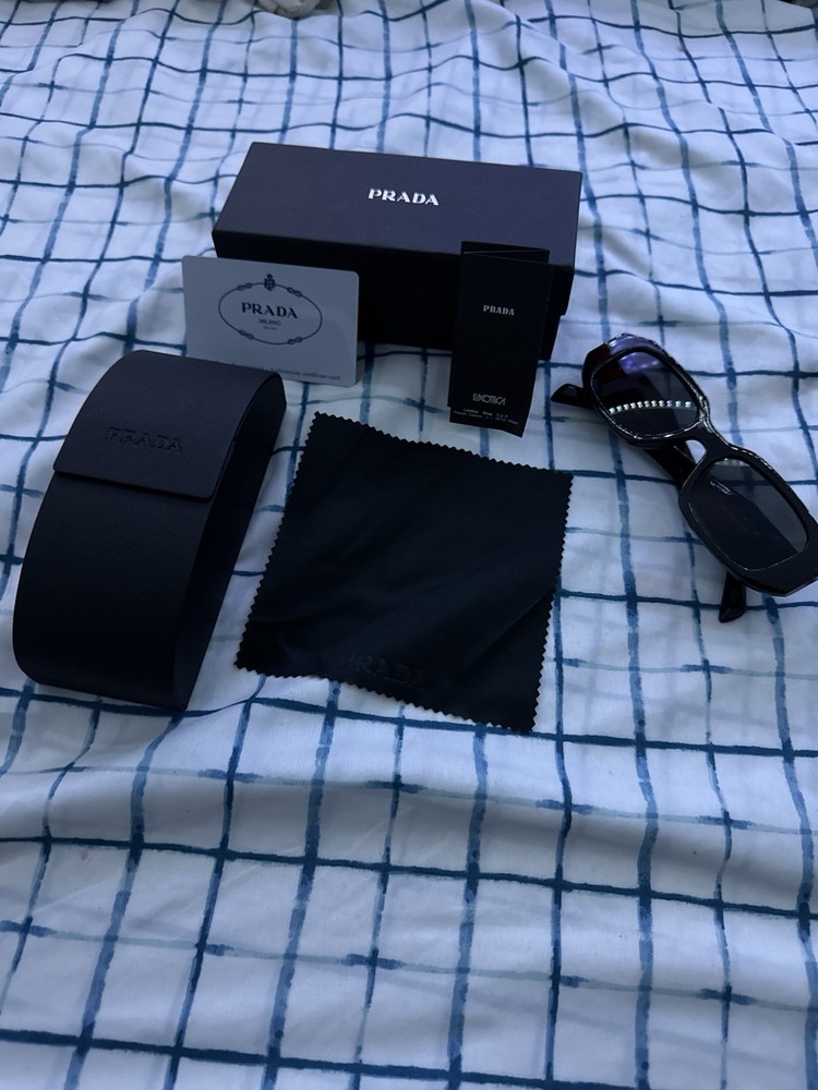 Prada-Inspired Unisex Black Sunglasses with Case & Accessories