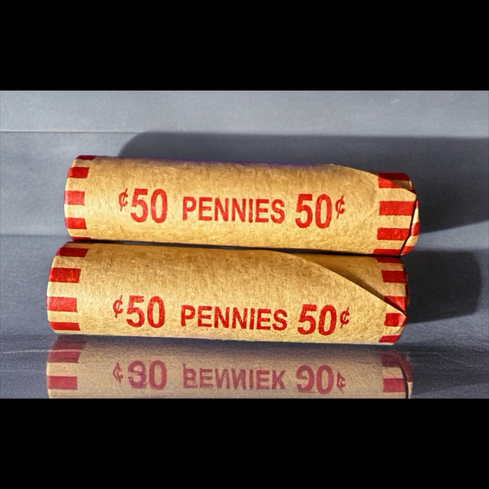 2 Rolls Lincoln Pennies~ Rolled From Excessive Stash