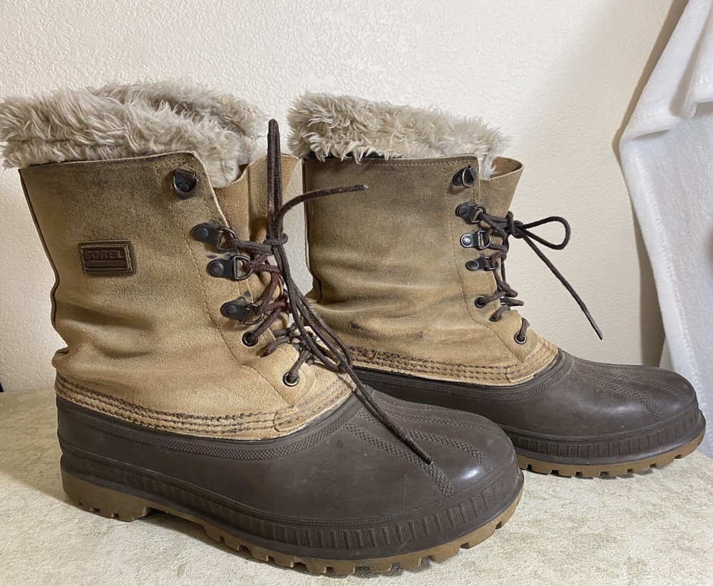 Sorel Steel Shank Lined Winter Brown Boots Made in USA - MENS SIZE 9