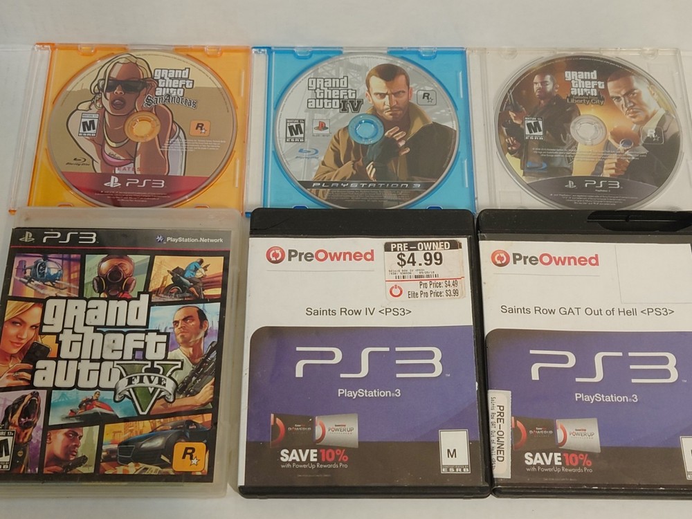 PlayStation 3 GTA Bundle With Saints Row For Ps3- Lot Of 6