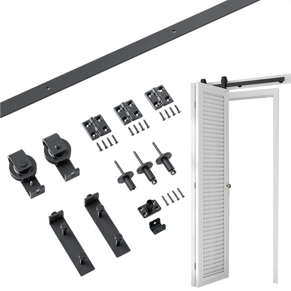 24in Black Bifold Sliding Door Track,Sliding barn door hardware kit,