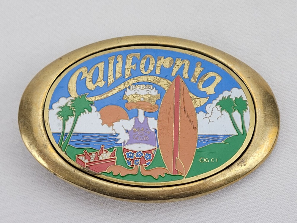 Vintage California Donald Duck Surfboard Belt Buckle - BB1
