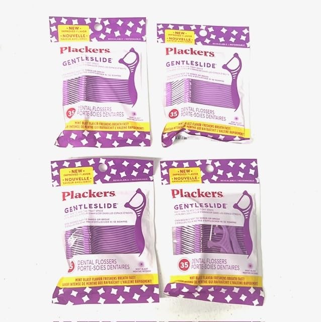 4-Pack of Gentleslide Dental Flossers for Tight Teeth, Cool Mint Flavor, Tart...