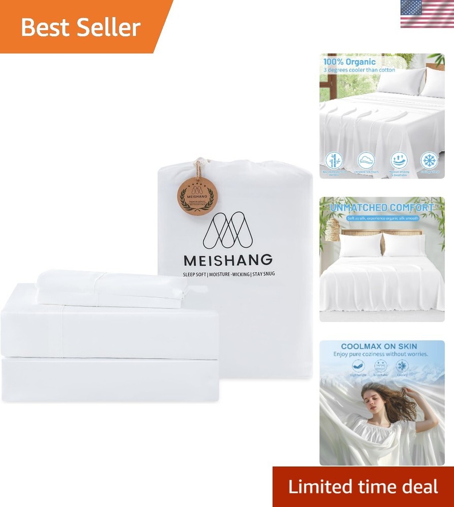 Cooling Sheet Set King Size Bamboo Rayon 16 Deep Pocket 4 Piece White