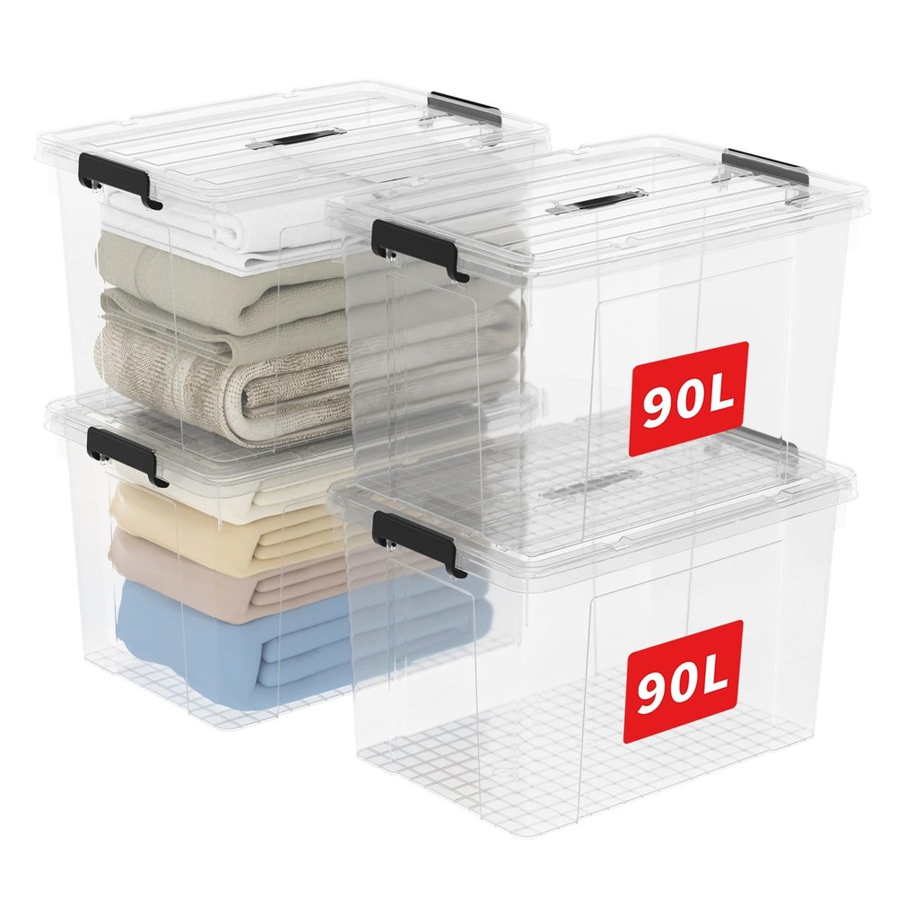 Cetomo Storage Bins on Handle, Storage Box, Plastic Tote, Organizing Containe...
