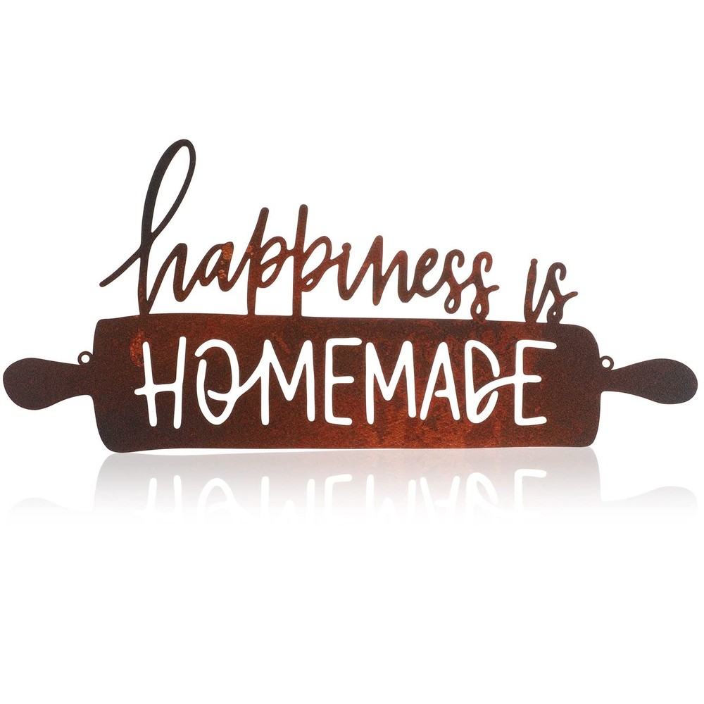 Rustic Farmhouse Metal Sign - Happiness Is Homemade Art Decor for Kitchen