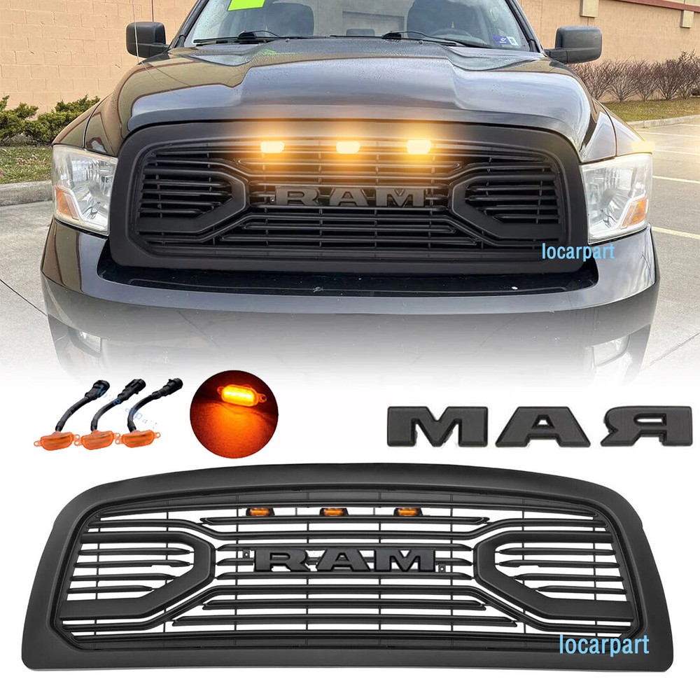Grille For Dodge RAM 1500 Grill 2009 2010 2011 2012 Front Grille w/Letter+LED