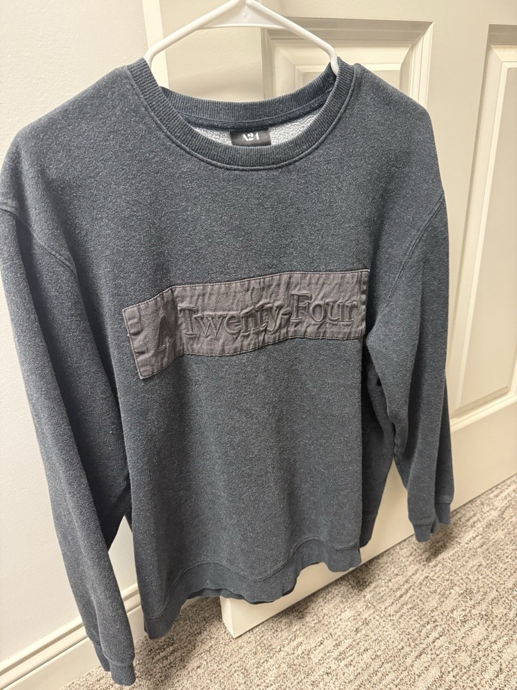 A24 “A Twenty-Four” Dark Patch Crewneck Sweatshirt Size M  Black Grey