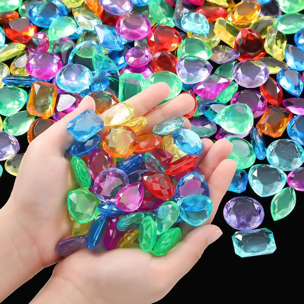 100-Piece Jumbo Acrylic Pirate Treasure Gems Bling Diamonds for Kids Play