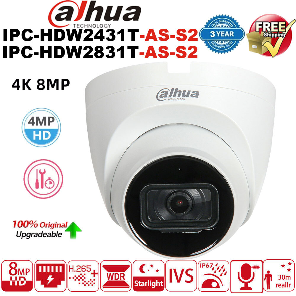 Dahua 4MP 8MP Starlight IP Camera POE 4K IPC-HDW2831T-AS-S2 IR outdoor audio NEW