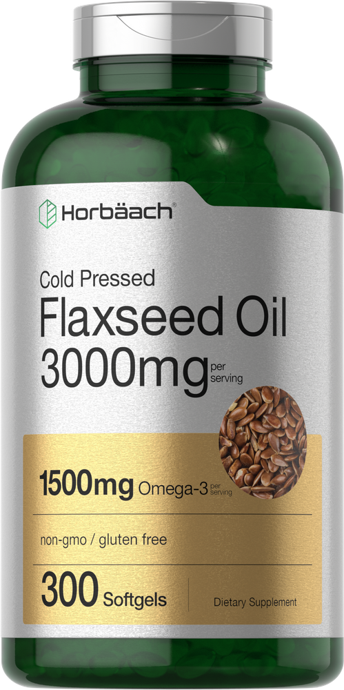 Flaxseed Oil Softgels | 3000mg | 300 Count | with Omega 3 6 9 | by Horbaach