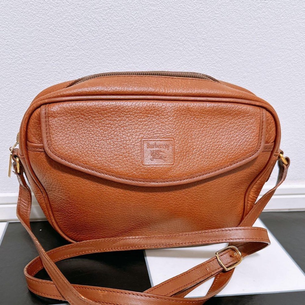 Burberry Shoulder Bag Nova Check Leather Brown Authentic F1204256