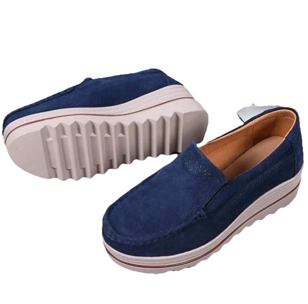 Women's Platform Loafers, Suede Wedge Loafers, Comfortable Casual Elegant Shoes