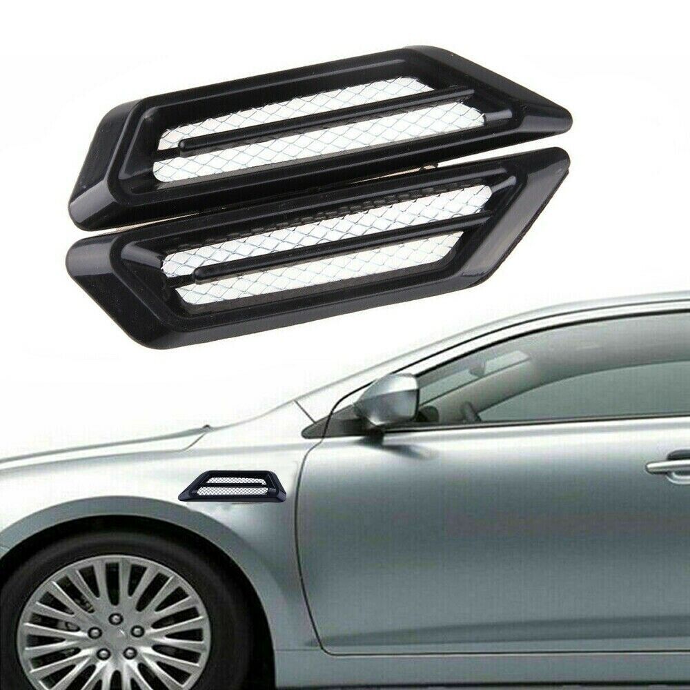 2Pcs Car Exterior Side Fender Intake Vent Air Wing Cover Trim Black Universal