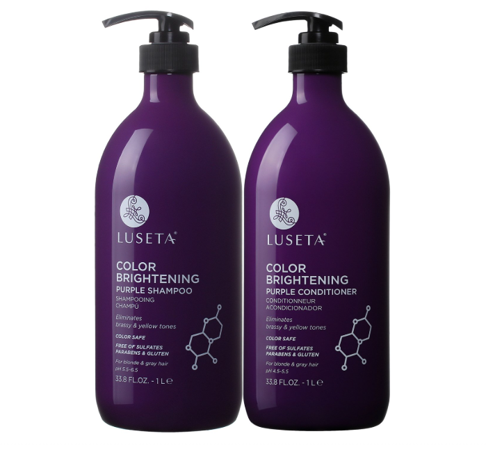 Luseta Color Brightening Purple Shampoo & Conditioner Set | For Blonde, Silver &