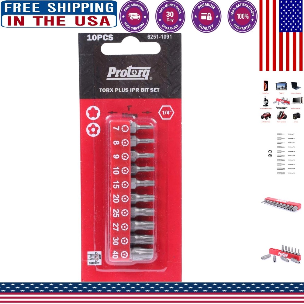 10pc Torx Plus Security Bit Set - High Torque S2 Steel Precision Machined  
